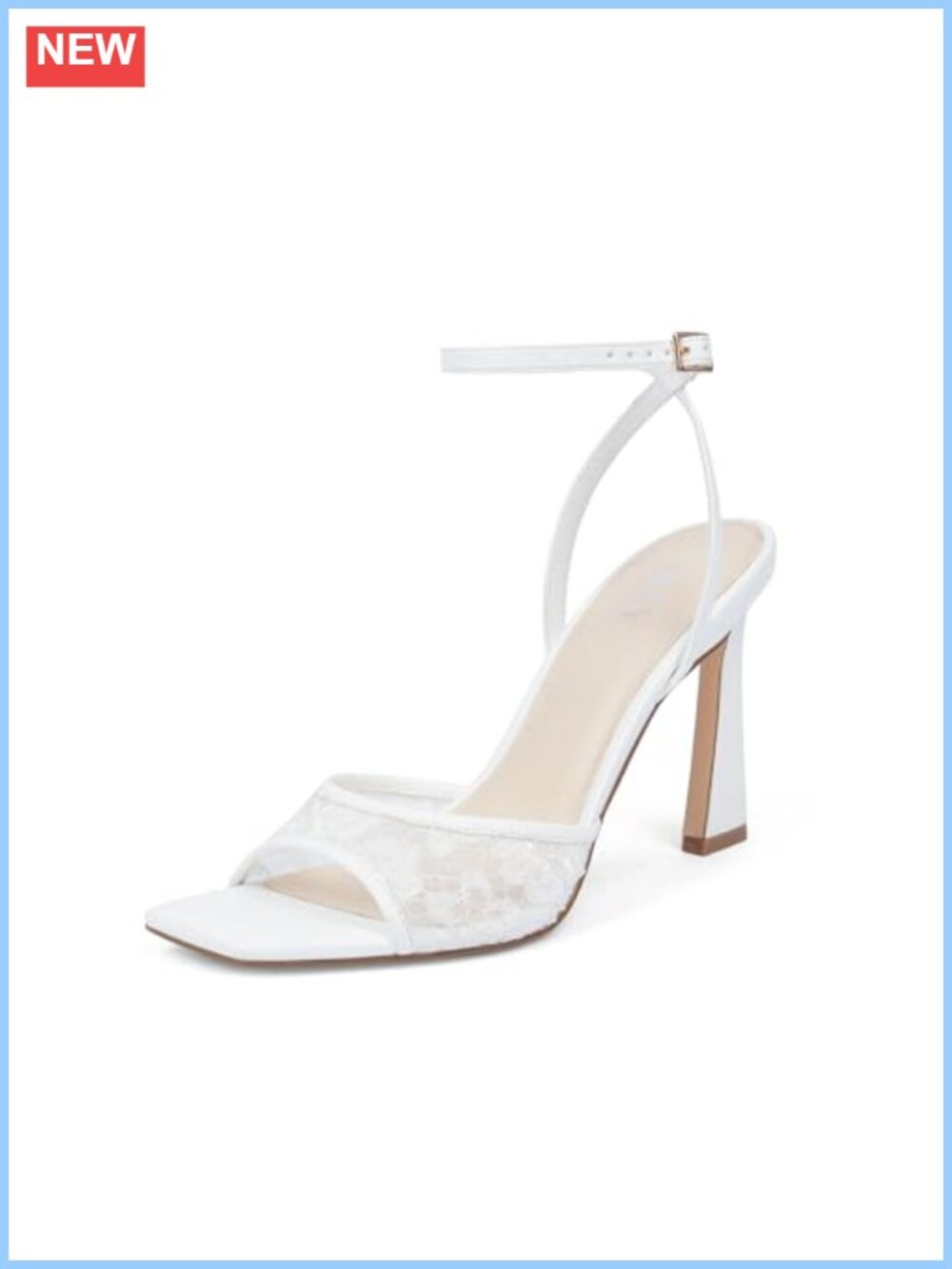 Strappy Square Toe Stiletto Mesh Ankle Strap Heeled Sandals